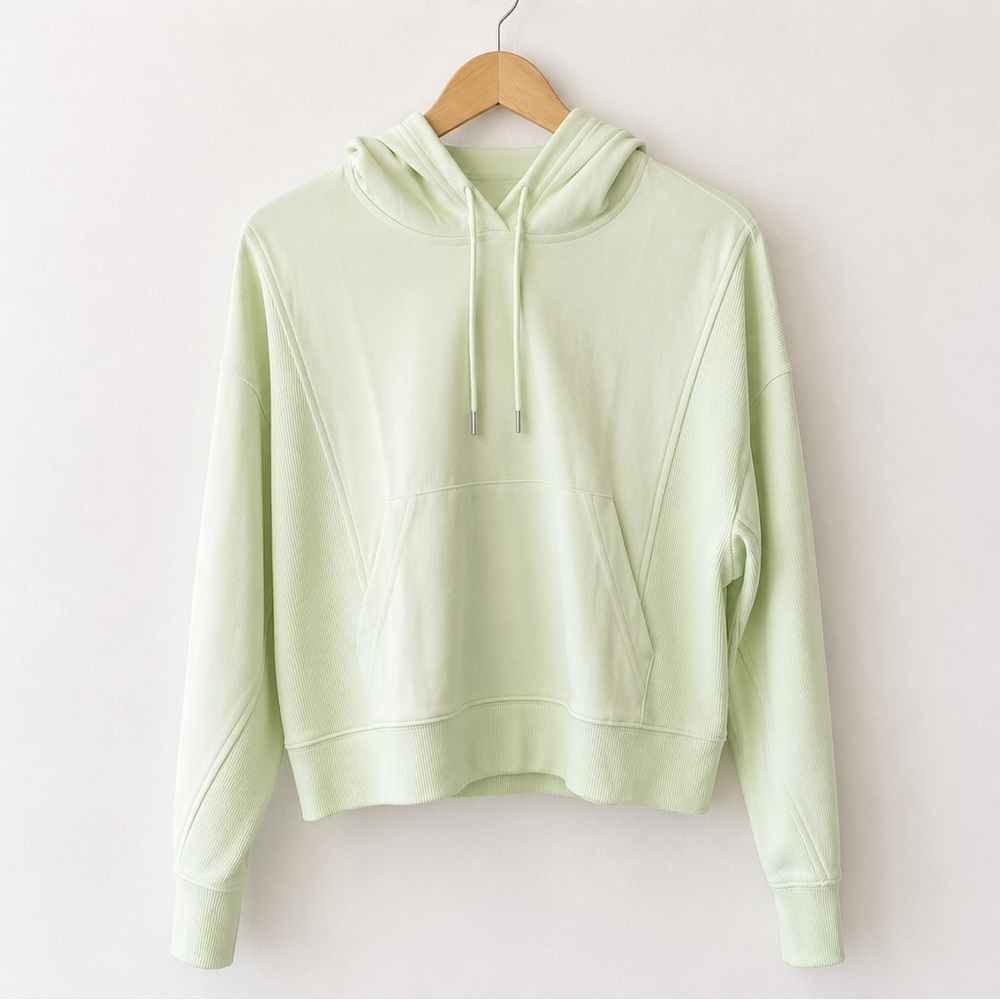Athleta Seasoft Rib Cropped Hoodie Jacket Honeydew Green Ribbed Womens XL NWT